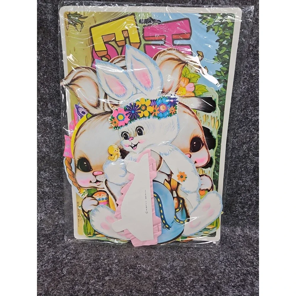 Vtg 80s Beistle Easter Party Decorations 8pc Paper Decorations, New